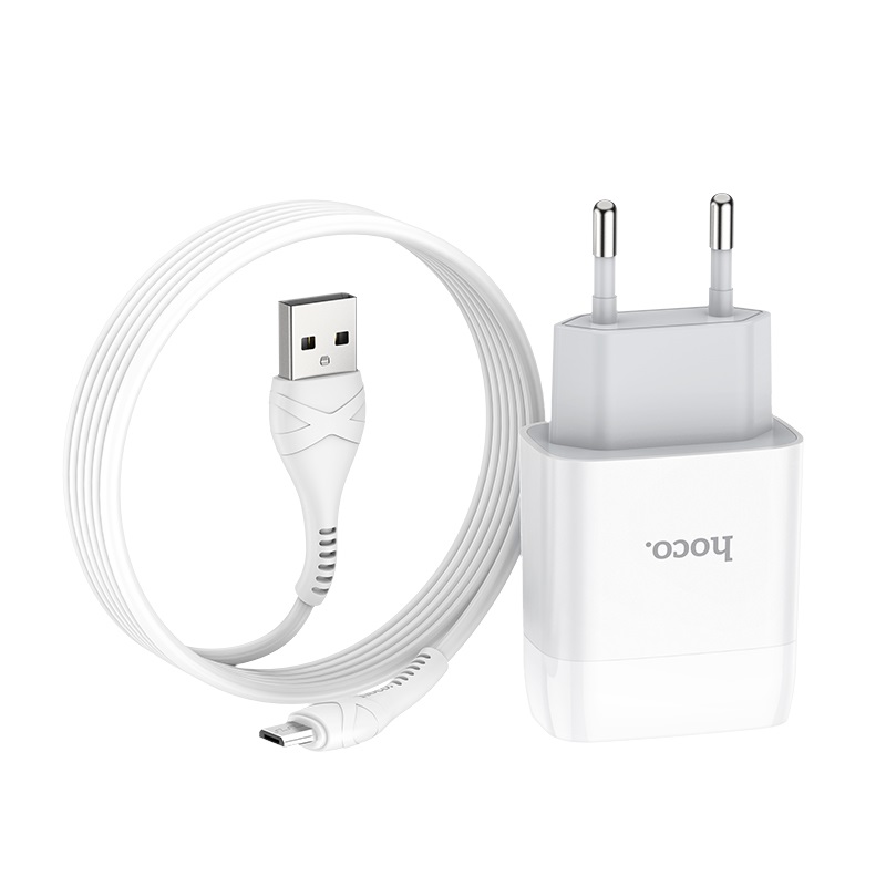 hoco c73a glorious dual port charger eu set with micro usb cable folded