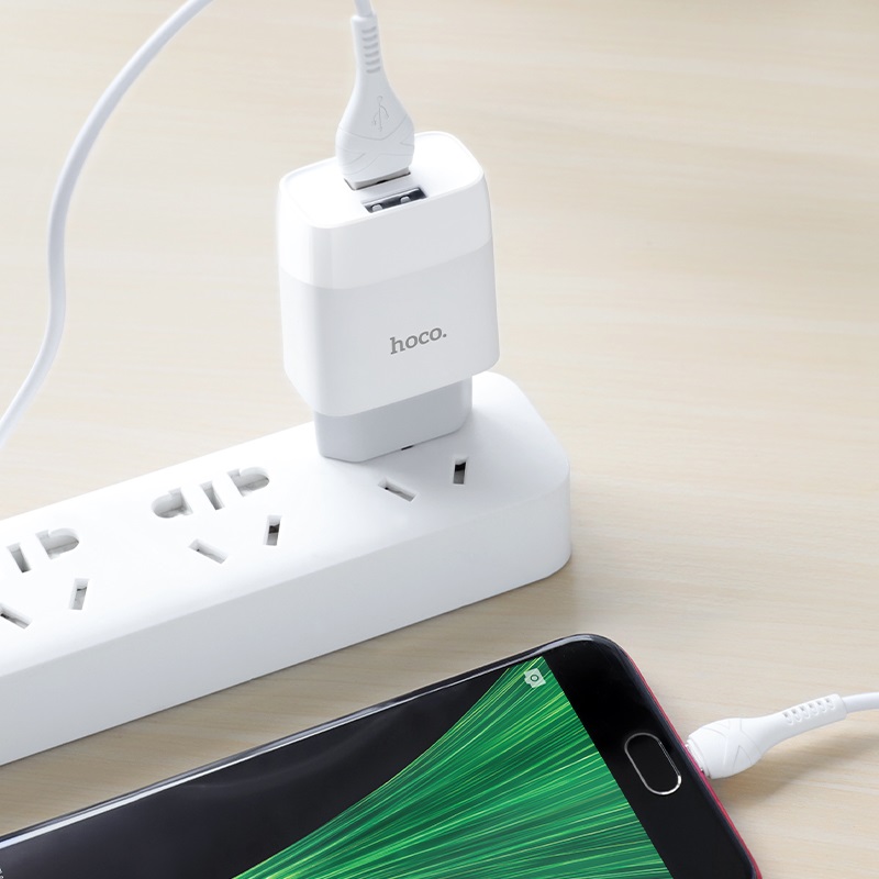 hoco c73a glorious dual port charger eu set with micro usb cable interior