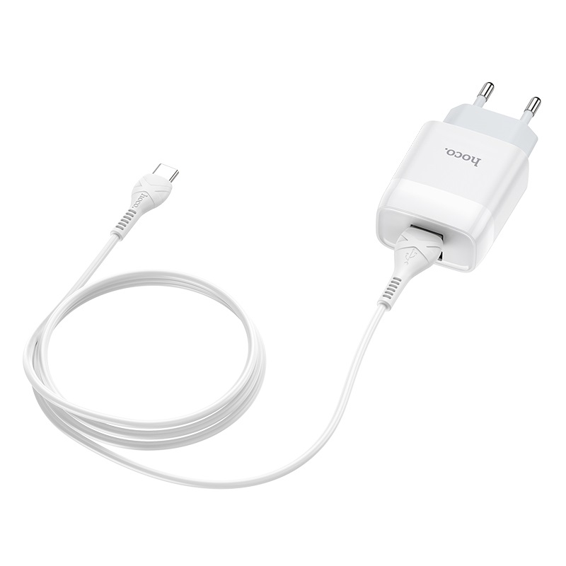 hoco c73a glorious dual port charger eu set with type c cable wire