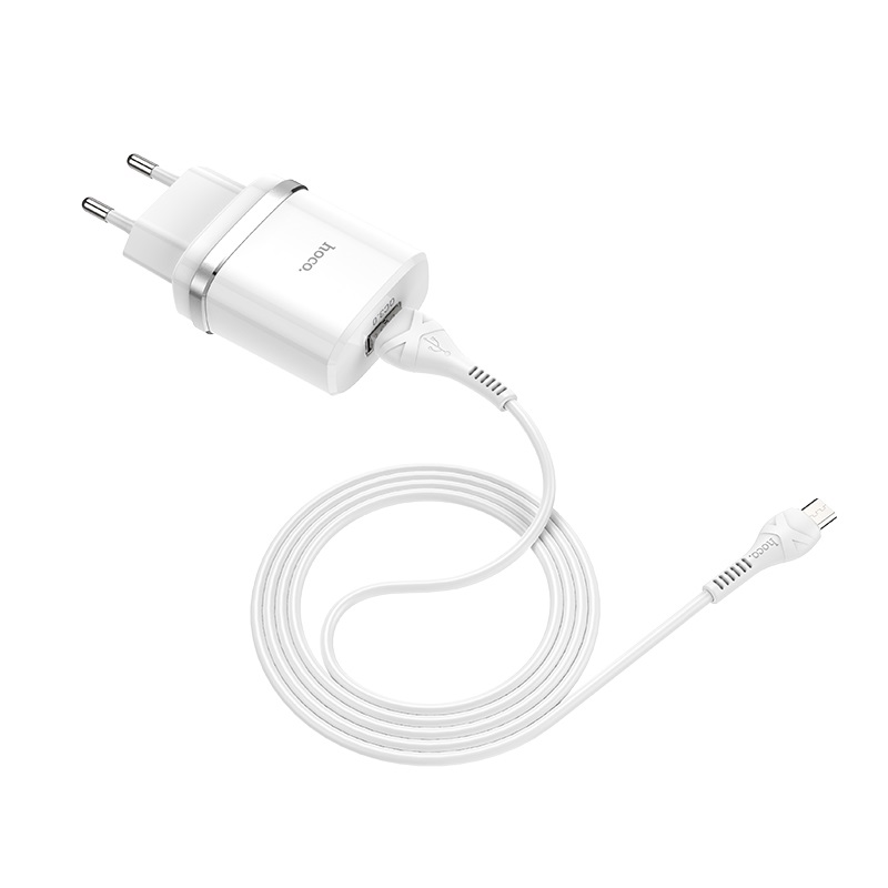 hoco c12q smart qc30 wall charger eu set with micro usb cable wire