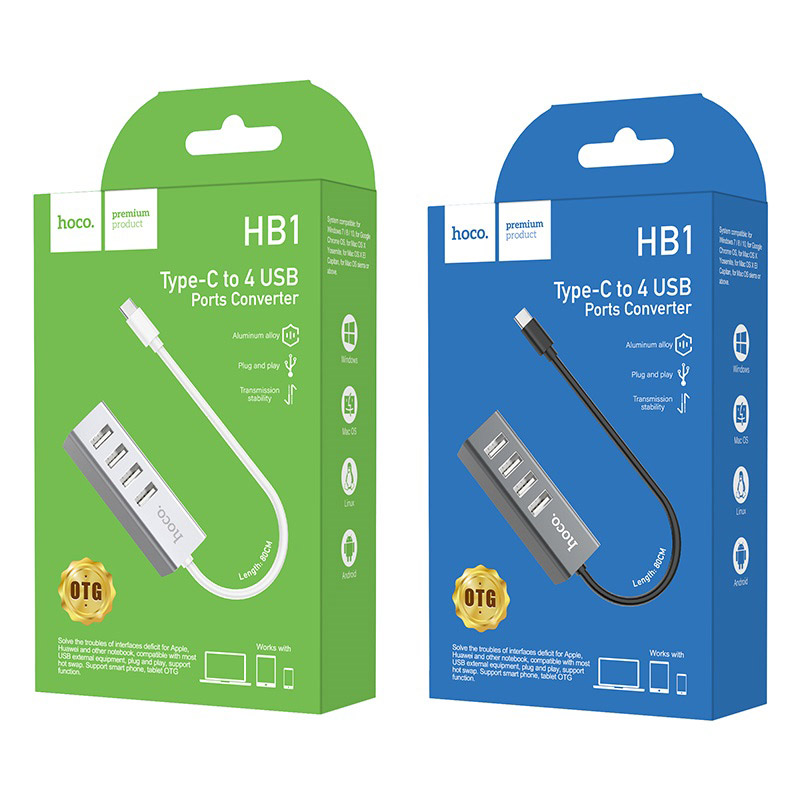 hoco hb1 хаб type c на 4 usb порта упаковки