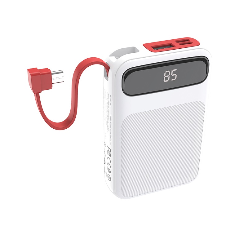 hoco j40 powerful mobile power bank 10000mah built in cable connector