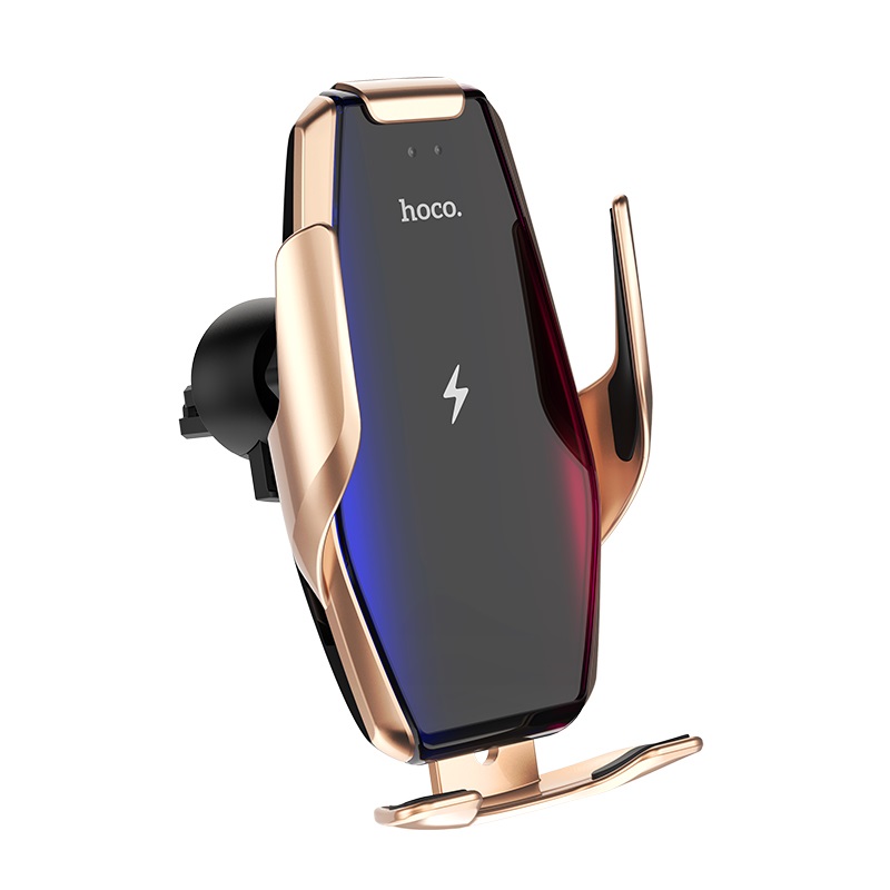 hoco s14 surpass automatic induction wireless charging car holder gold front