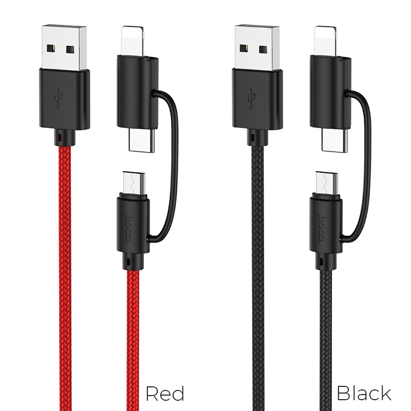 hoco x41 multi way 3in1 charging data cable colors