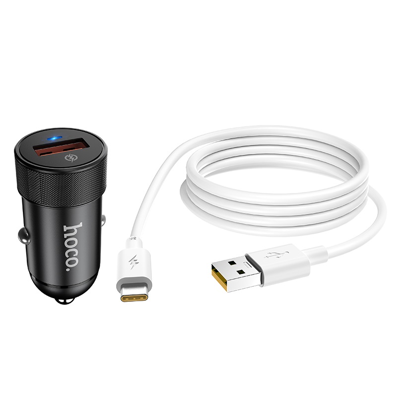 hoco z32a flash power fully compatible car charger set with type c cable folded