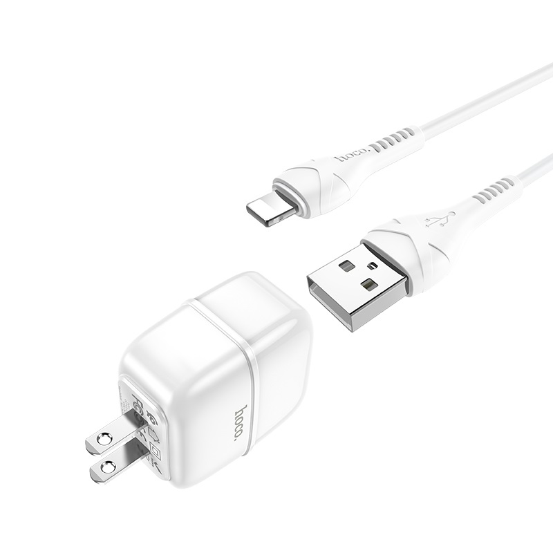 hoco c77 highway dual port wall charger us set lightning cable connectors