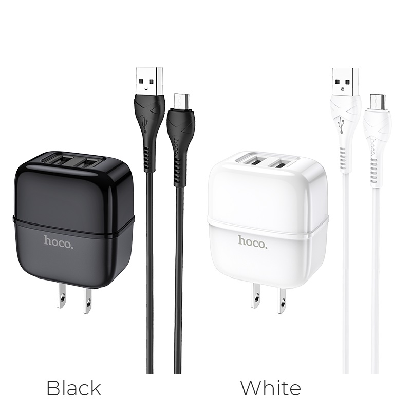 hoco c77 highway dual port wall charger us set micro usb cable colors