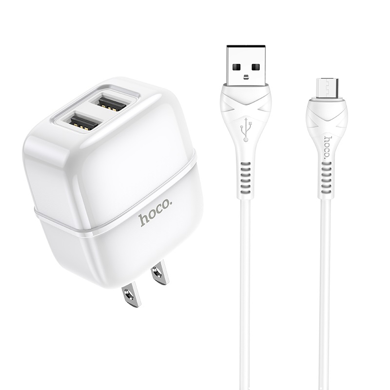 hoco c77 highway dual port wall charger us set micro usb cable kit