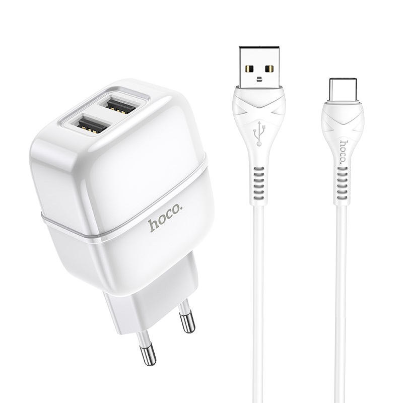 hoco c77a highway dual port charger eu set with type c cable kit