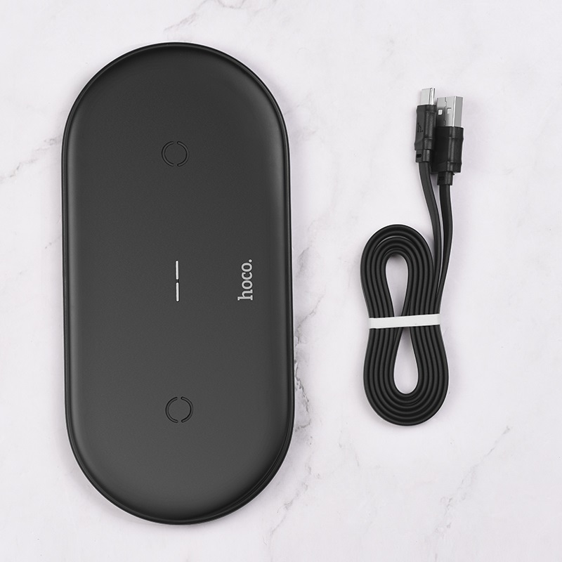 hoco cw23 dual power wireless fast charger wire black