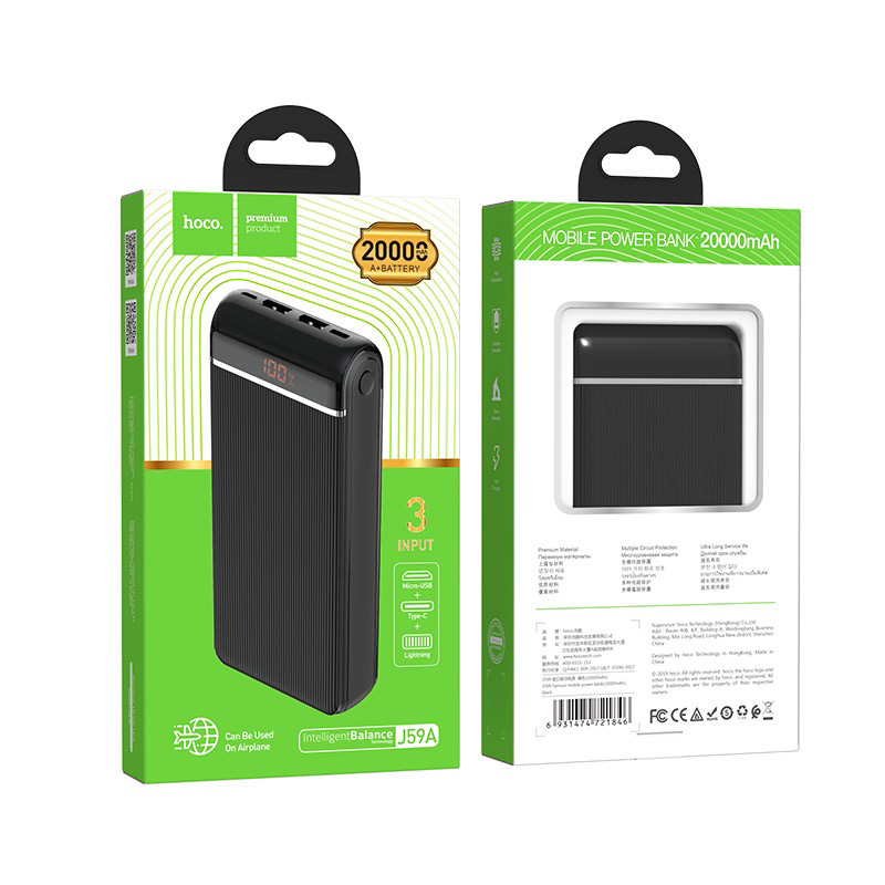 hoco j59a famous mobile power bank 20000mah package front back