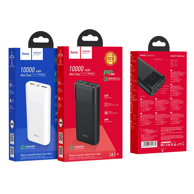 hoco j61 companion fully compatible mobile power bank 10000mah packages