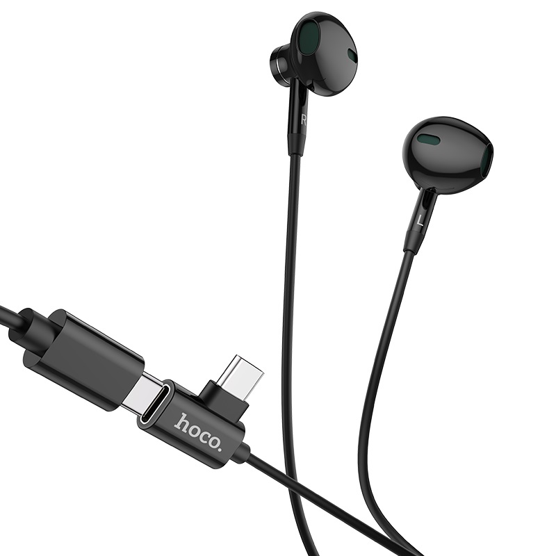 hoco l12 earl type c earphones with mic with charging port charge