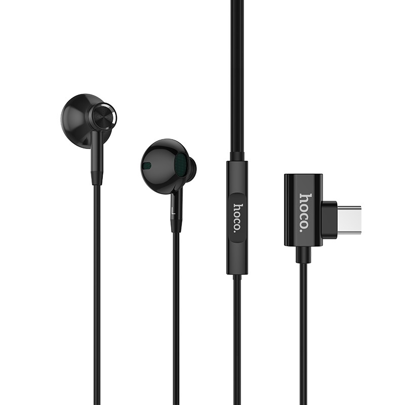 hoco l12 earl type c earphones with mic with charging port remote jack
