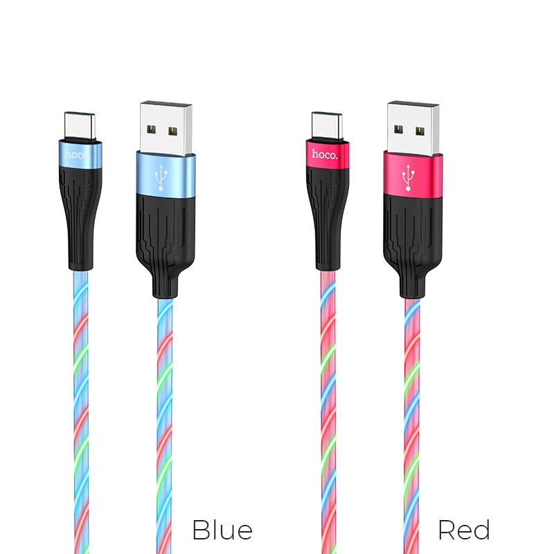 hoco u85 charming night charging data cable for type c colors
