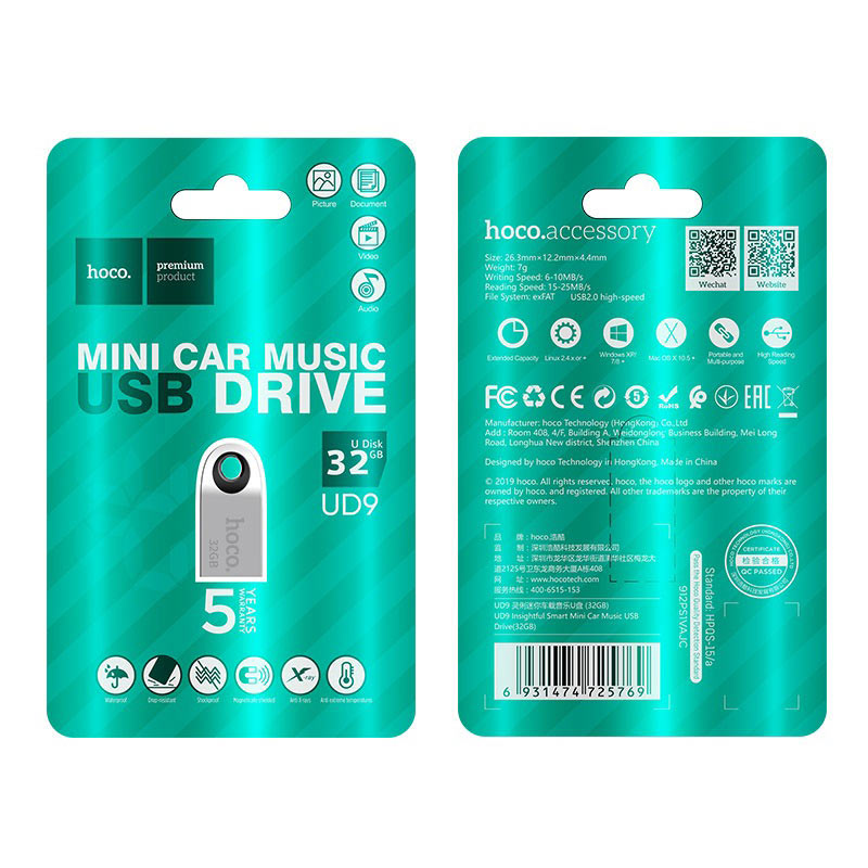 hoco ud9 insightful smart mini car music usb drive package 32gb