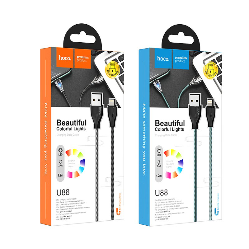 hoco u88 amazing colors charging data cable for lightning packages