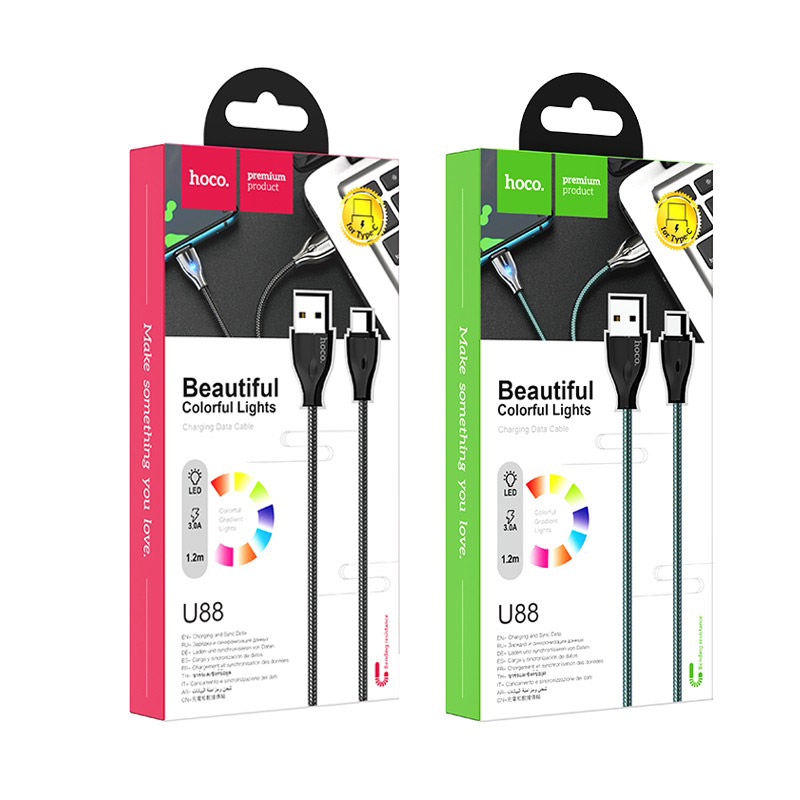 hoco u88 amazing colors charging data cable for type c packages