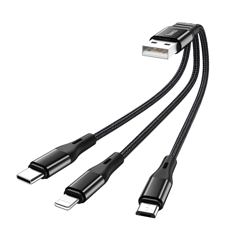 hoco x47 3in1 harbor charging cable lightning micro usb type c