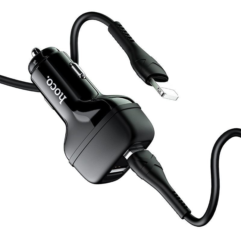 hoco z36 leader dual port car charger set with lightning cable kit