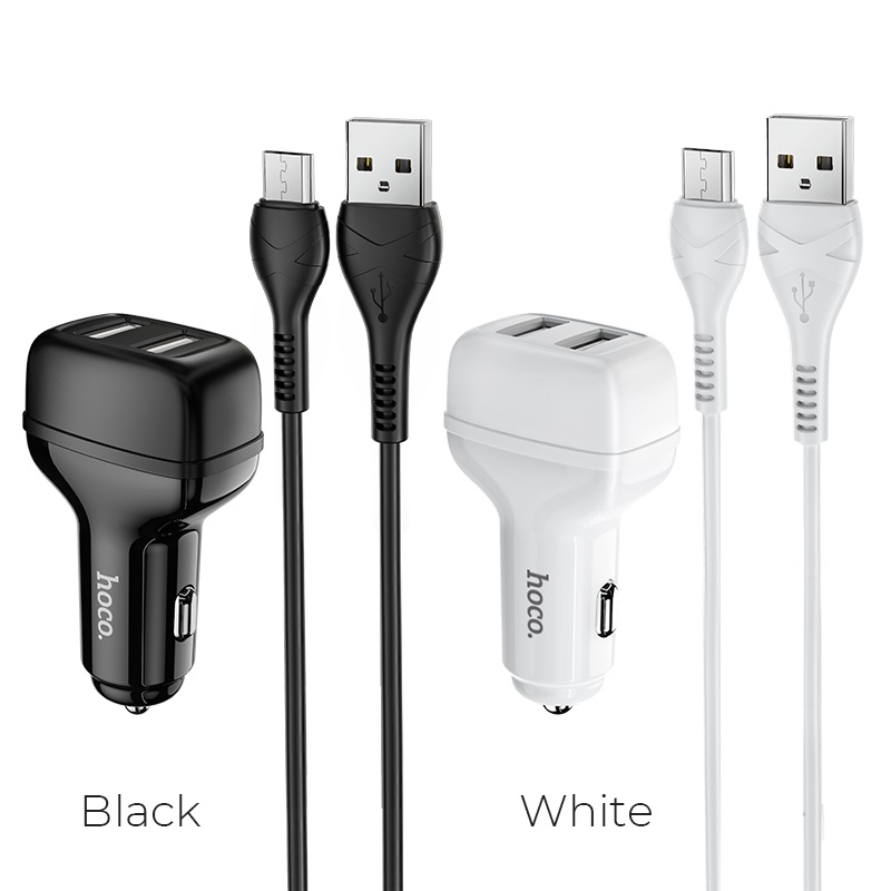 hoco z36 leader dual port car charger set with micro usb cable colors