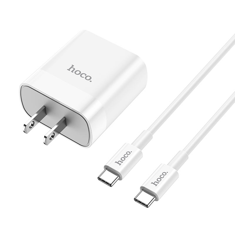 hoco c80 rapido pd qc3 wall charger us set with type c type c cable connectors