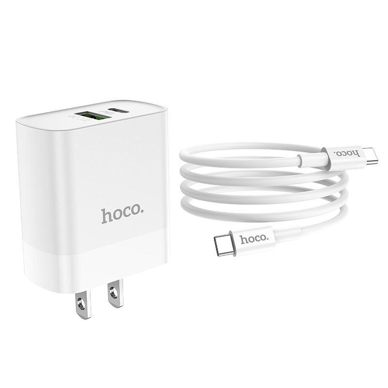 hoco c80 rapido pd qc3 wall charger us set with type c type c cable wire