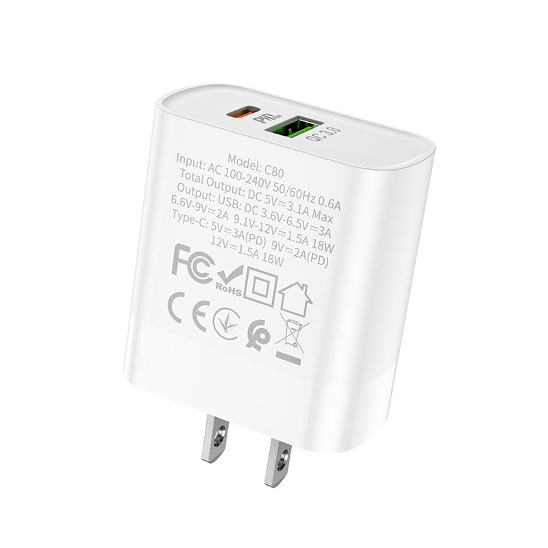 hoco c80 rapido pd qc3 wall charger us specification