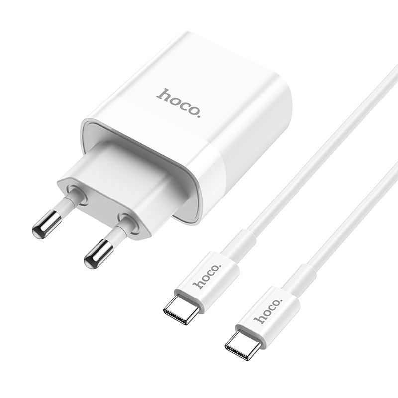 hoco c80a rapido pd qc3 wall charger eu set with type c type c cable connectors
