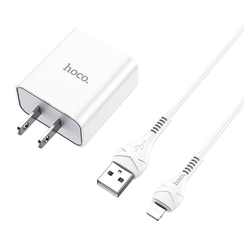 hoco c81 asombroso single port wall charger us set with lightning cable connectors
