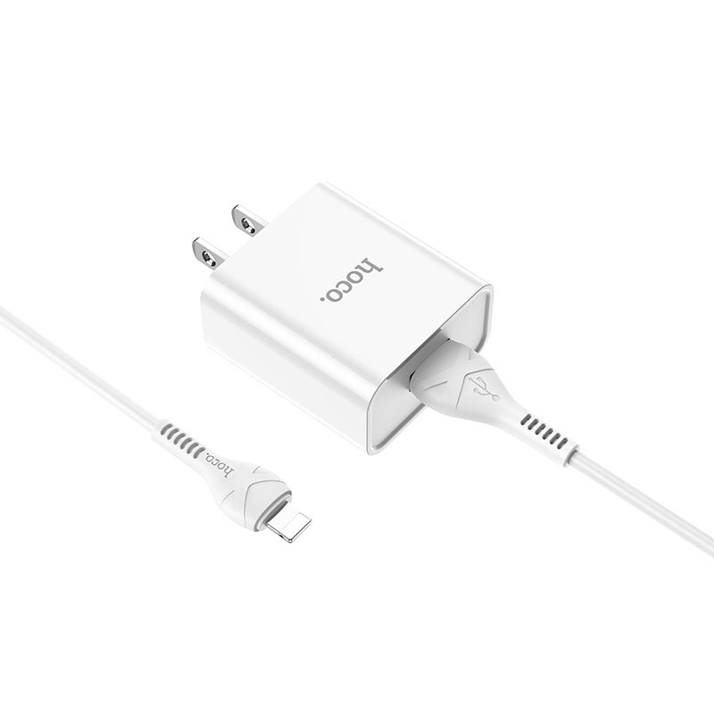 hoco c81 asombroso single port wall charger us set with lightning cable