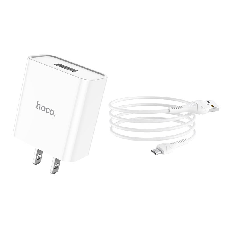 hoco c81 asombroso single port wall charger us set with micro usb cable kit