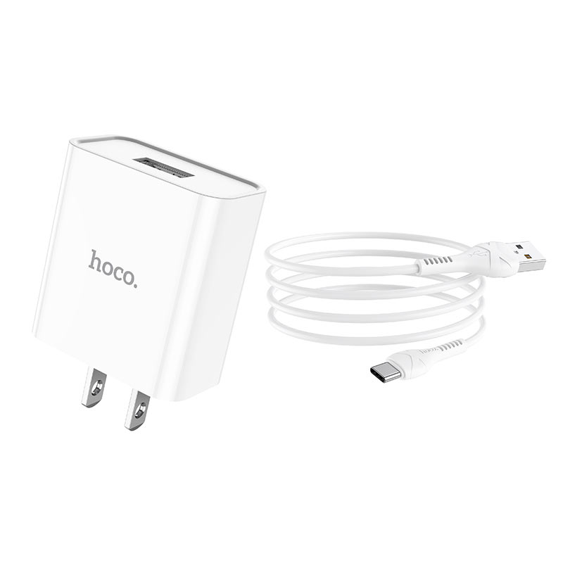 hoco c81 asombroso single port wall charger us set with type c cable kit