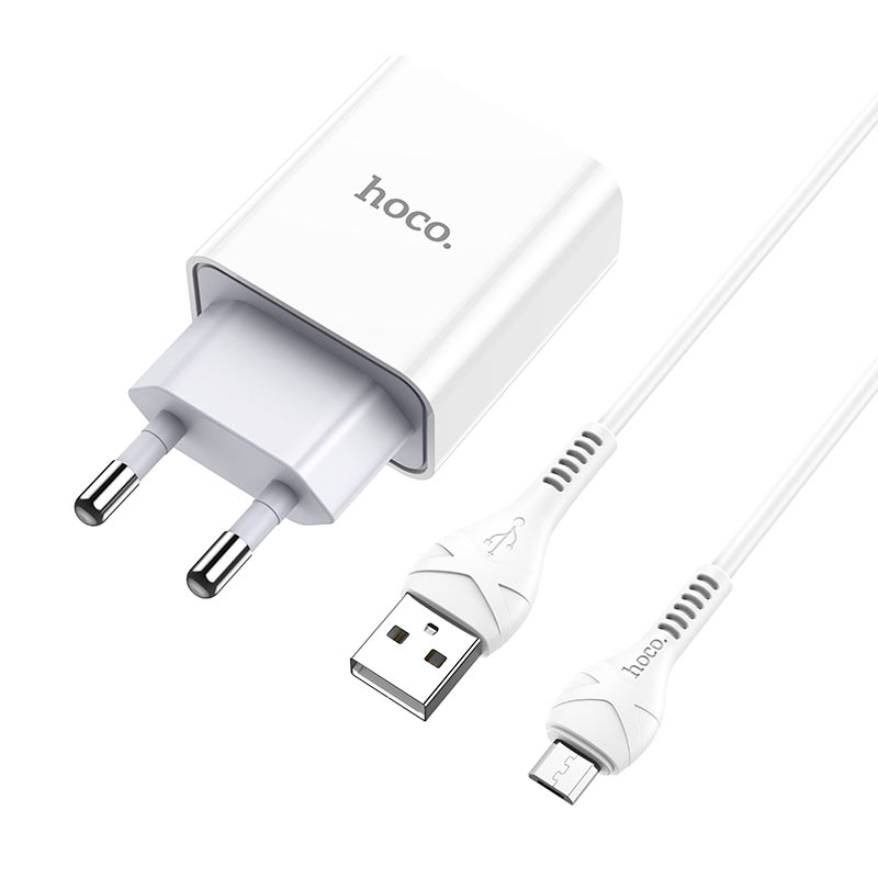 hoco c81a asombroso single port wall charger eu set with micro usb cable connectors