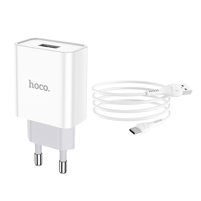 hoco c81a asombroso single port wall charger eu set with type c cable kit