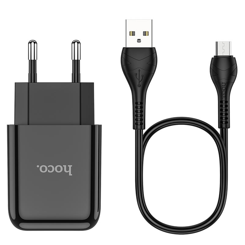 hoco n2 vigour single port wall charger eu set with micro usb cable wire