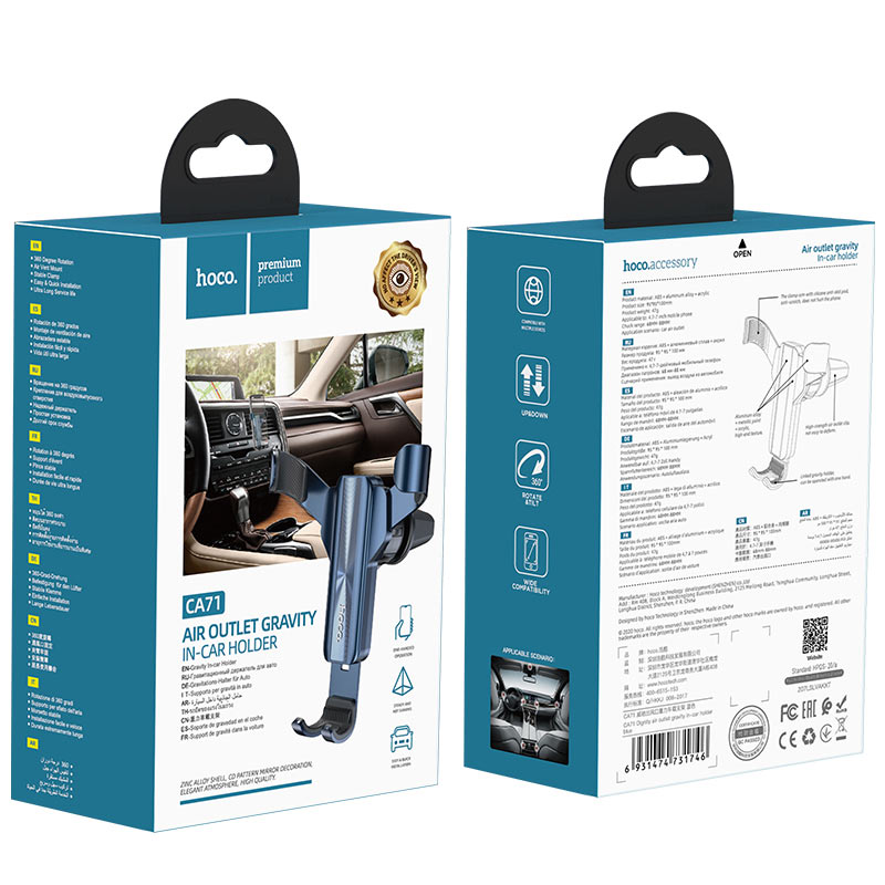 hoco ca71 dignity air outlet gravity in car holder package blue