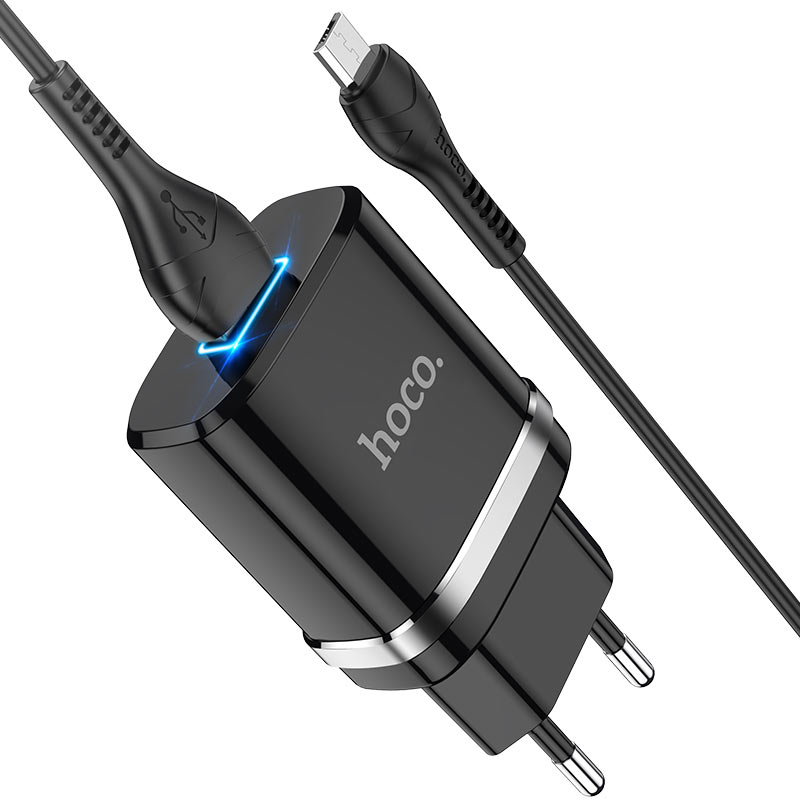 hoco n1 ardent single port wall charger eu set with micro usb cable connectors