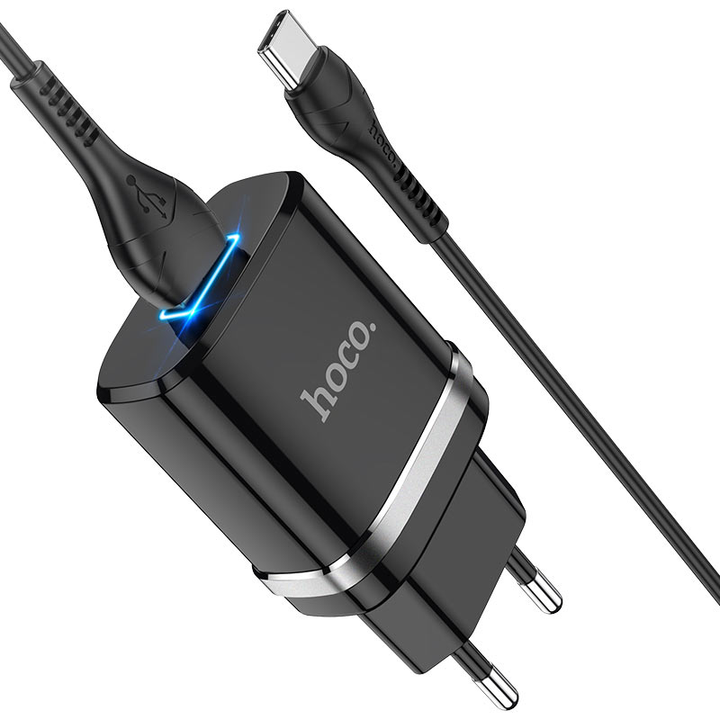 hoco n1 ardent single port wall charger eu set with type c cable connectors