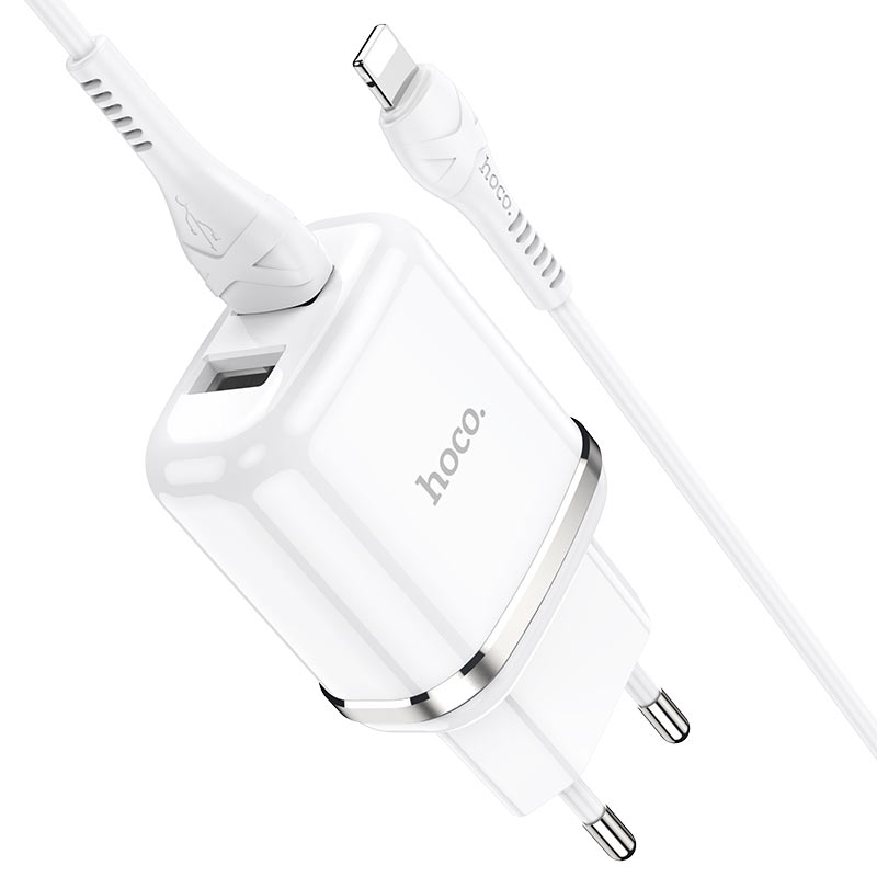 hoco n4 aspiring dual port wall charger eu set with lightning cable connectors