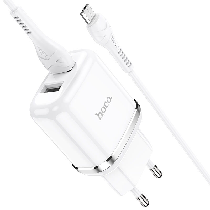 hoco n4 aspiring dual port wall charger eu set with micro usb cable connectors