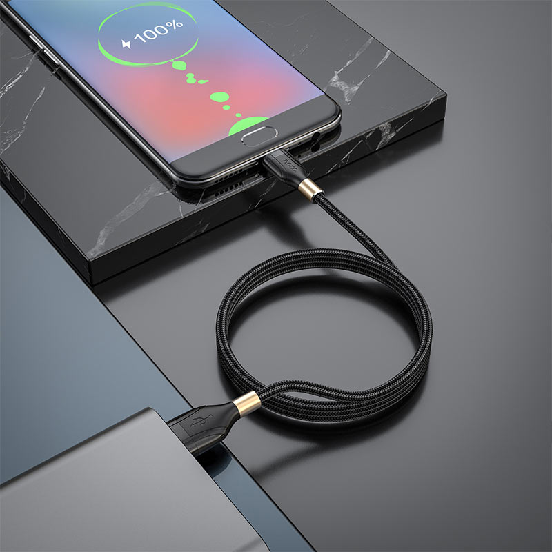 hoco u92 gold collar charging data cable for micro usb charger