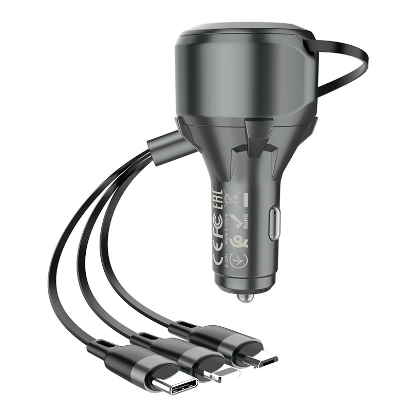 hoco selected s27 tributo single port car charger with 3in1 cable universal