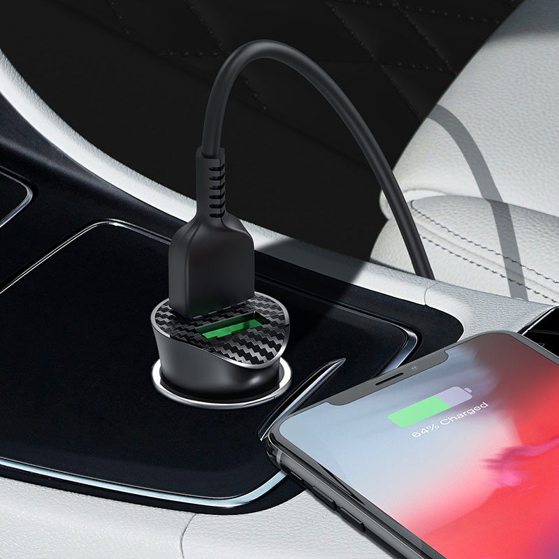 Retractable Car Charger 2-Port USB - One QC3.0 Port - Lightning - D23 – uzid
