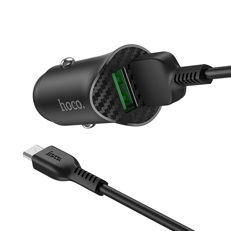hoco z39 farsighted dual port qc3.0 car charger set with micro usb cable kit