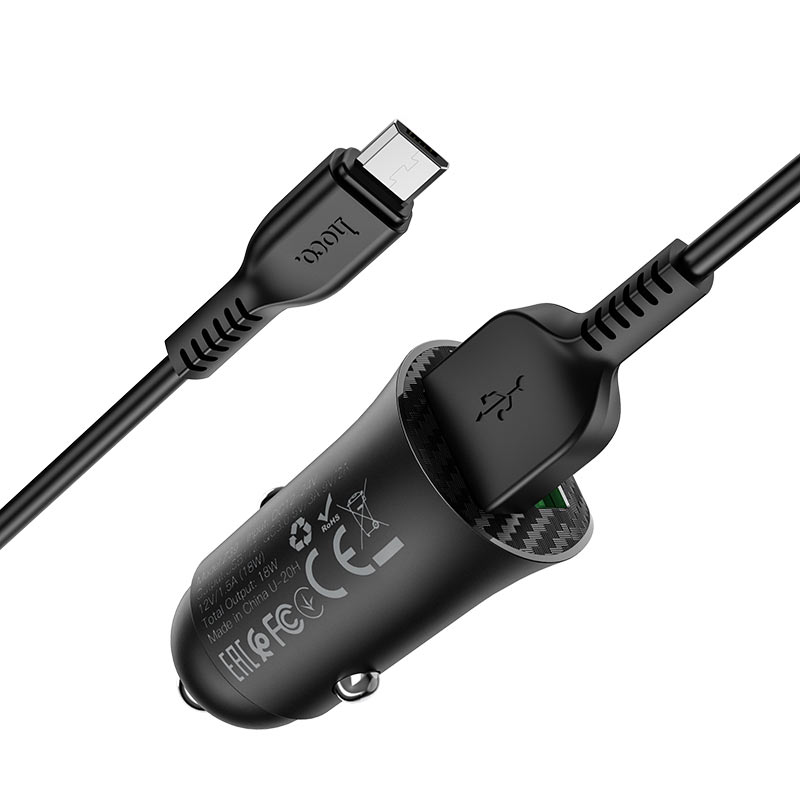 hoco z39 farsighted dual port qc3.0 car charger set with micro usb cable specs