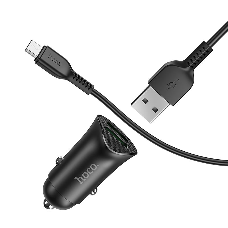 hoco z39 farsighted dual port qc3.0 car charger set with micro usb cable wire