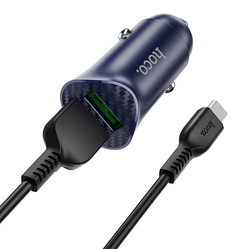 hoco z39 farsighted dual port qc3.0 car charger set with micro usb cable