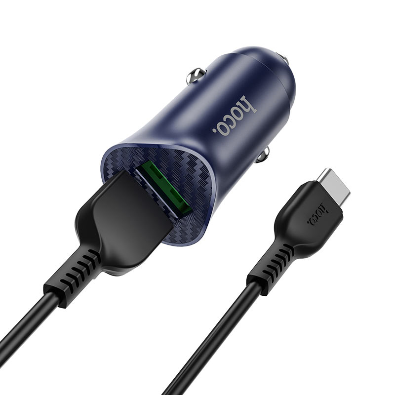hoco z39 farsighted dual port qc3.0 car charger set with type c cable