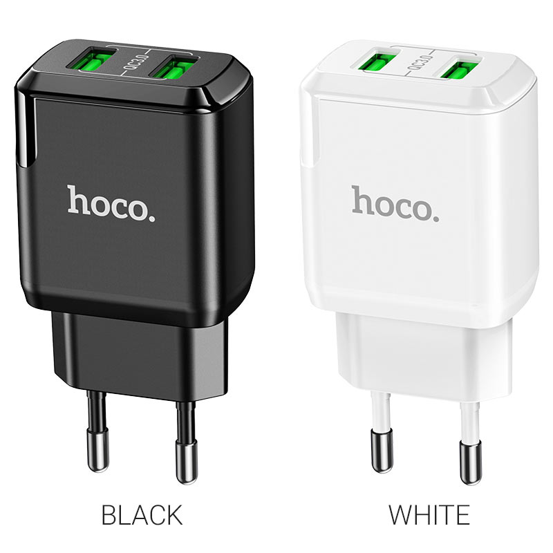 hoco n6 charmer dual port qc3 wall charger eu colors